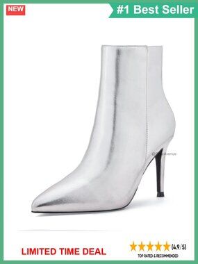 Pointy Toe Ankle Boots with Side Zipper Stiletto Heel